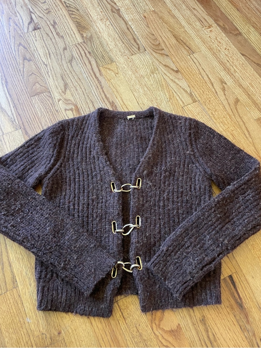 Cult Gaia Chocolate Brown Alpaca Cardigan
